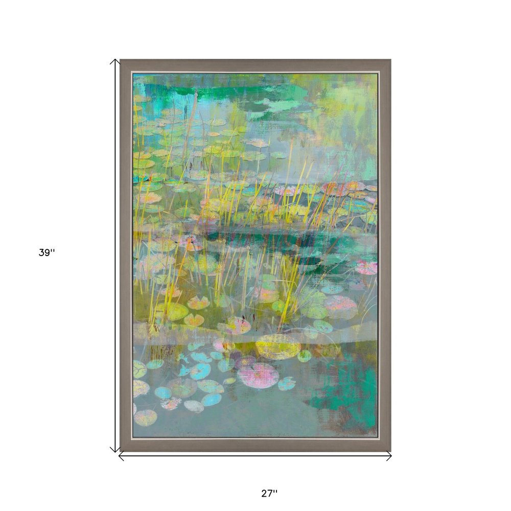 Reeds and Lilies II Silver Framed Print Wall Art