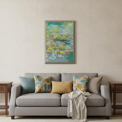 Reeds and Lilies II Silver Framed Print Wall Art