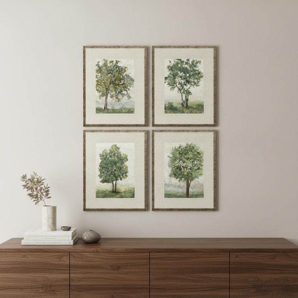 Set Of Four Countryside Growth Gold Framed Print Wall Art