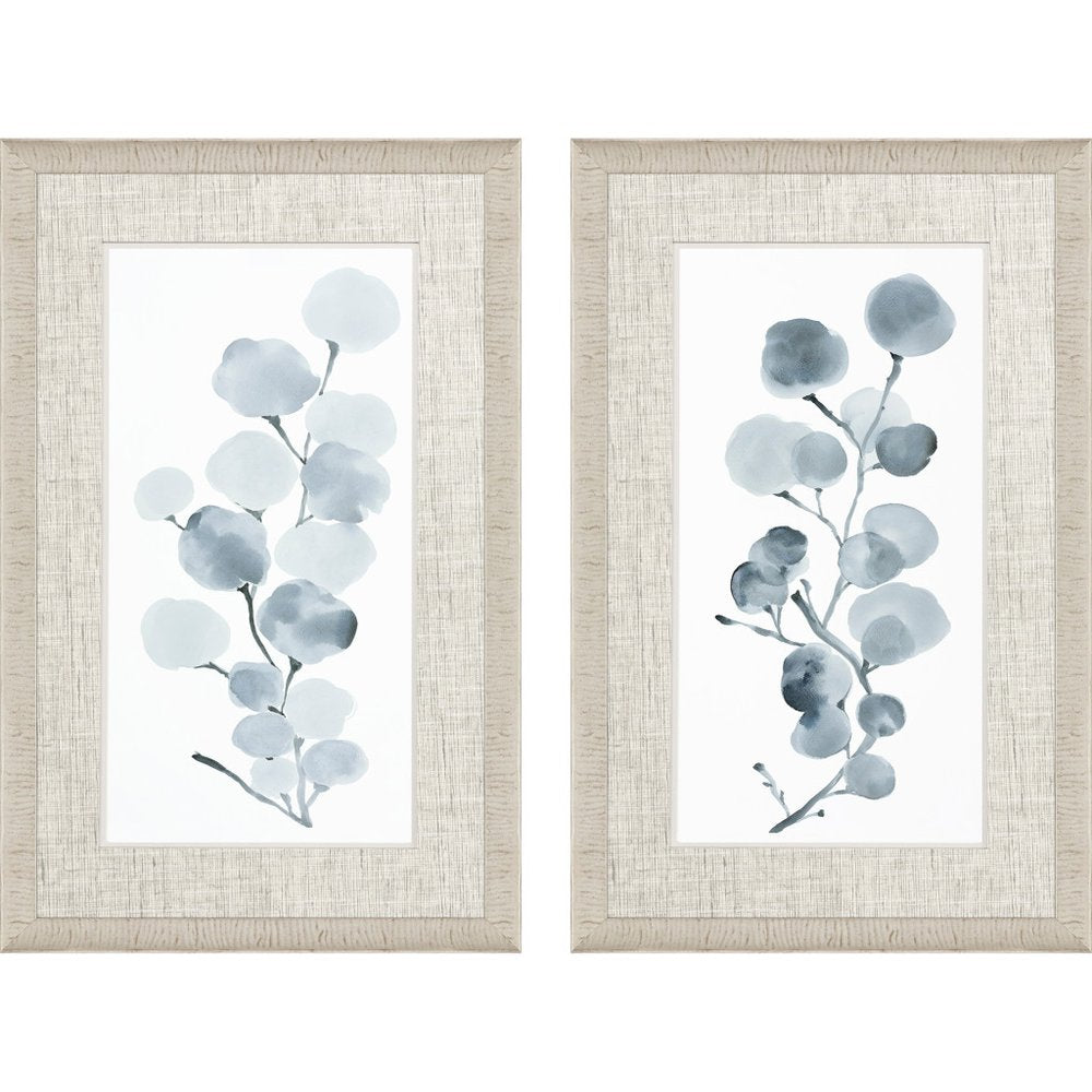 Set Of Two Gray Botanical White Framed Print Wall Art