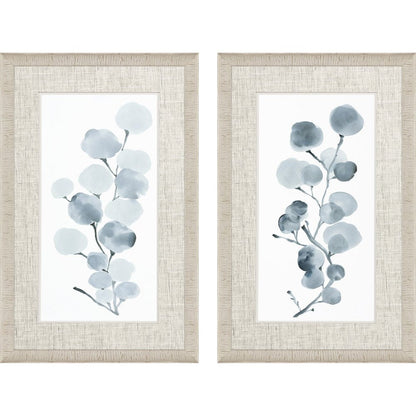 Set Of Two Gray Botanical White Framed Print Wall Art