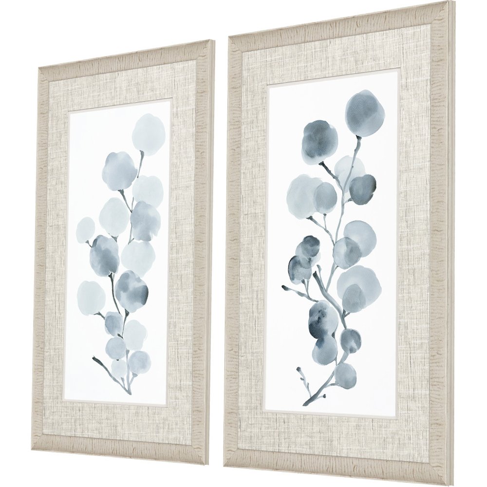 Set Of Two Gray Botanical White Framed Print Wall Art — view 2