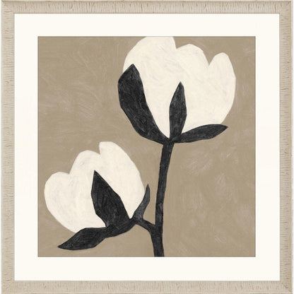 Delicate Sketch Duet White Framed Print Wall Art
