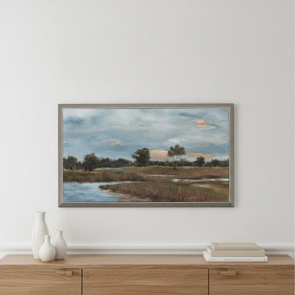 River Walk Silver Framed Print Wall Art