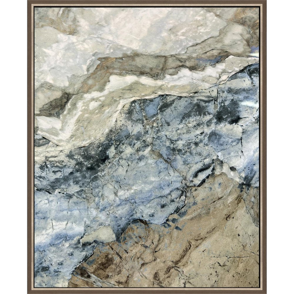 Stone Modern Abstract Champagne Gold Floater Frame Print Wall Art