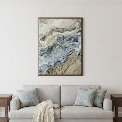 Stone Modern Abstract Champagne Gold Floater Frame Print Wall Art