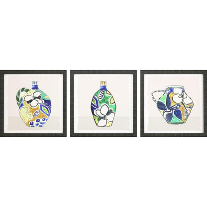 Set Of Three Picasso Vase Black Framed Print Wall Art