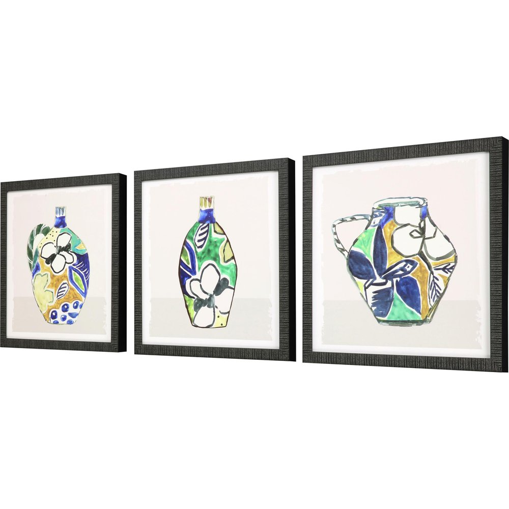 Set Of Three Picasso Vase Black Framed Print Wall Art — view 2