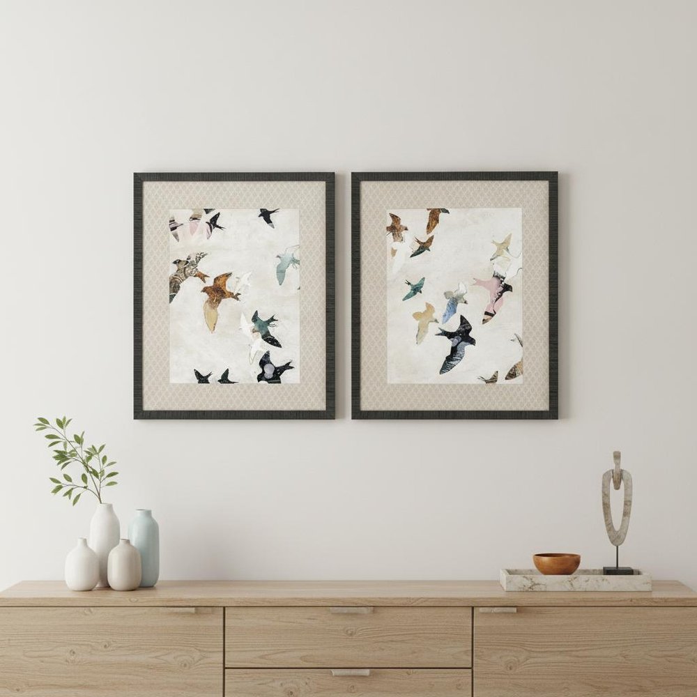 Set Of Two Abstract Birds Black Framed Print Wall Art — view 4