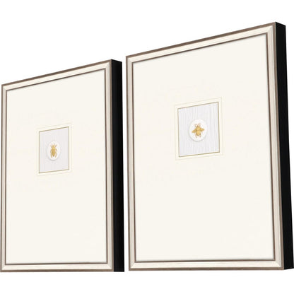 Set Of Two Insect Intaglio I Silver Framed Print Wall Art