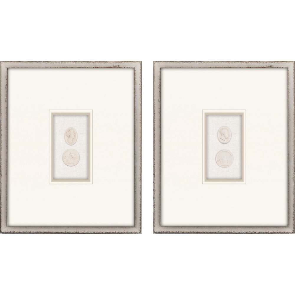 Set Of Two Portrait Intaglio I Silver Framed Print Wall Art