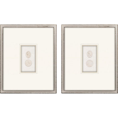 Set Of Two Portrait Intaglio I Silver Framed Print Wall Art