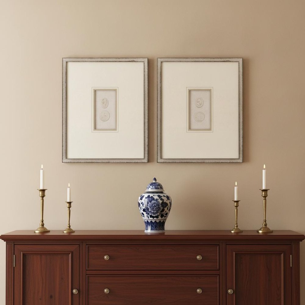 Set Of Two Portrait Intaglio I Silver Framed Print Wall Art — view 4