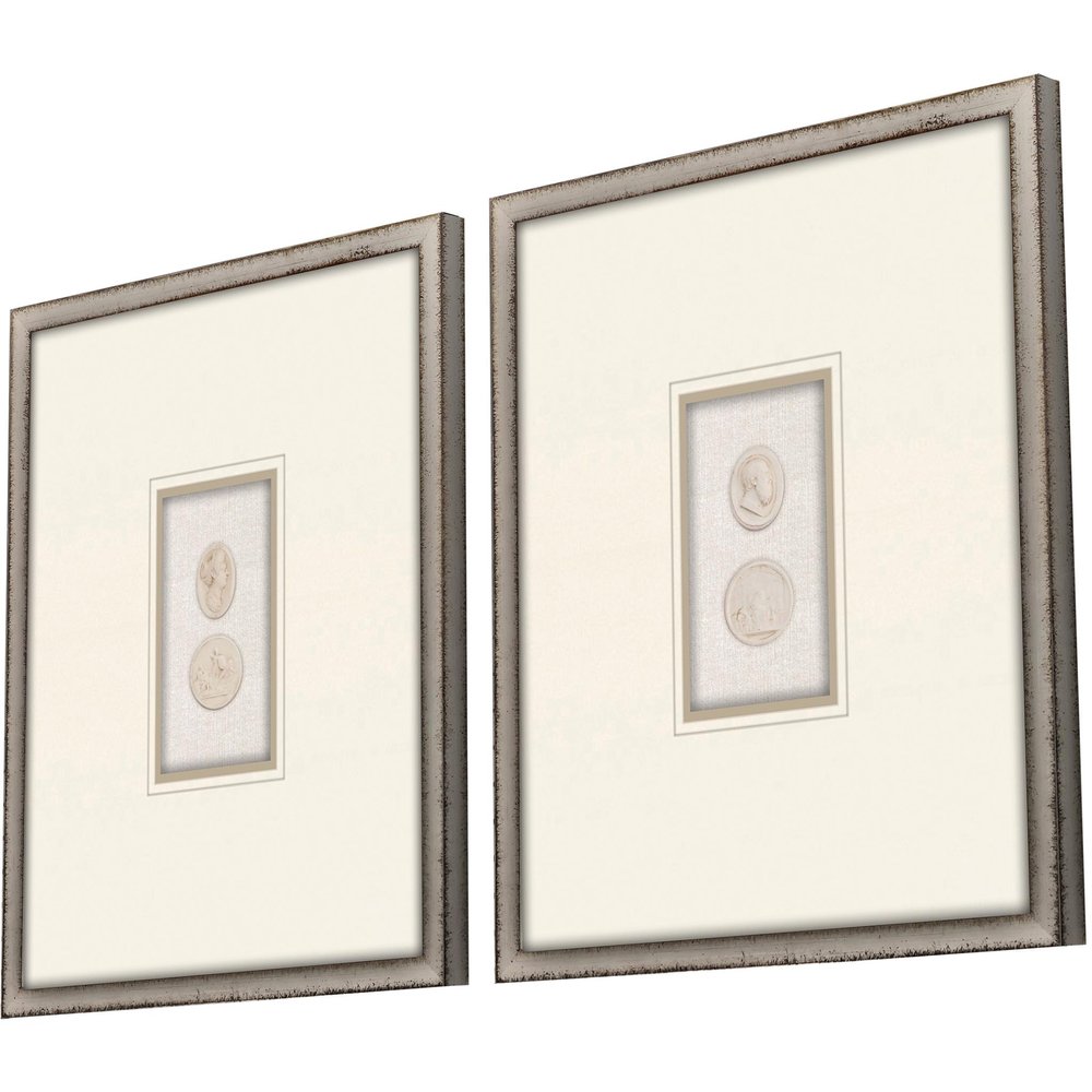 Set Of Two Portrait Intaglio I Silver Framed Print Wall Art — view 2