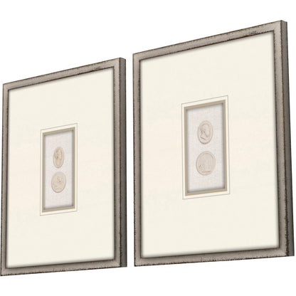 Set Of Two Portrait Intaglio I Silver Framed Print Wall Art