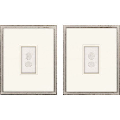 Set Of Two Portrait Intaglio II Silver Framed Print Wall Art