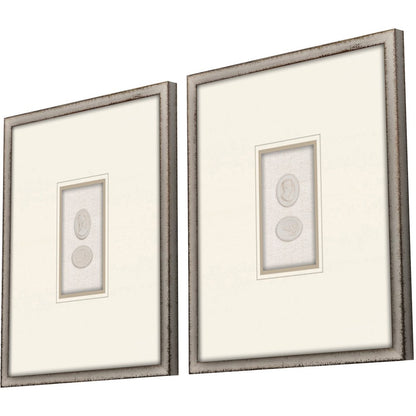 Set Of Two Portrait Intaglio II Silver Framed Print Wall Art