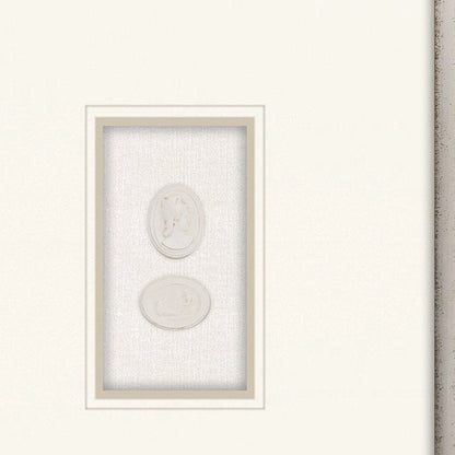 Set Of Two Portrait Intaglio II Silver Framed Print Wall Art