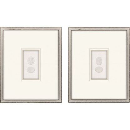 Set Of Two Portrait Intaglio II Silver Framed Print Wall Art