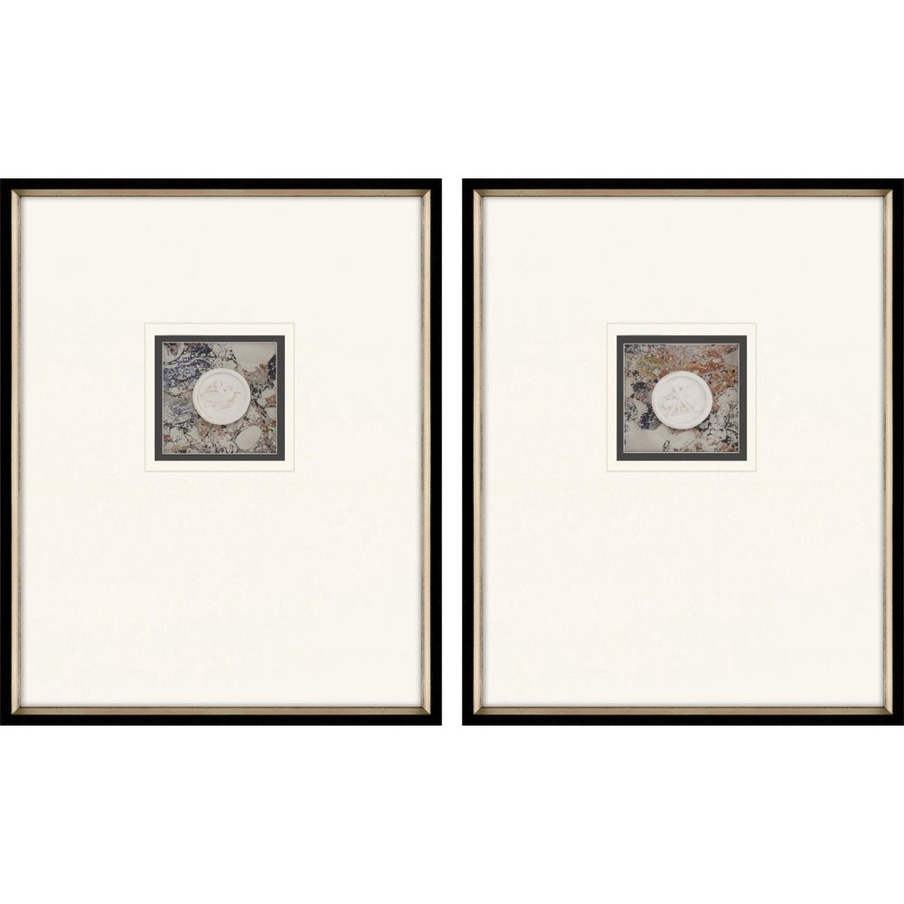 Set Of Two Angelic Intaglio Black Framed Print Wall Art — view 6