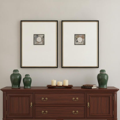Set Of Two Angelic Intaglio Black Framed Print Wall Art