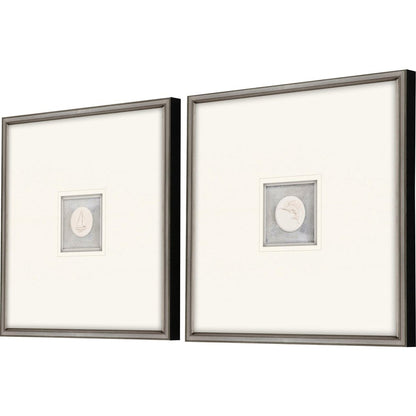Set Of Two Coastal Intaglio I Silver Framed Print Wall Art