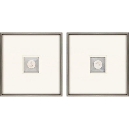 Set Of Two Coastal Intaglio I Silver Framed Print Wall Art