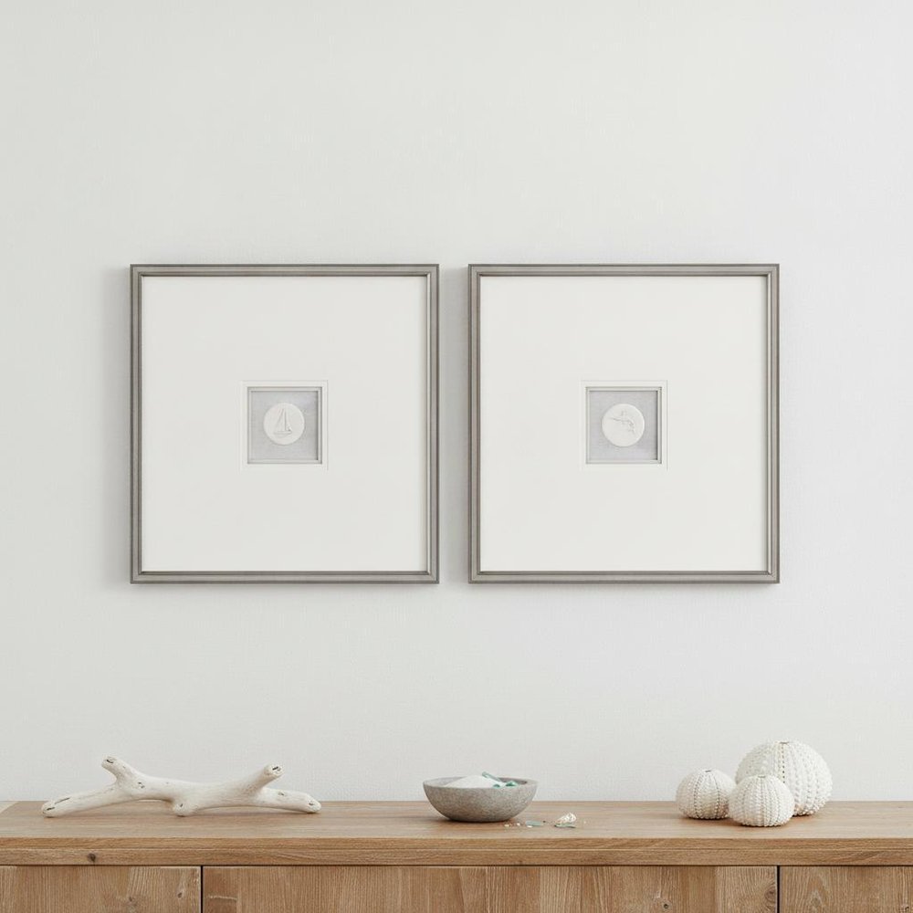Set Of Two Coastal Intaglio I Silver Framed Print Wall Art — view 5