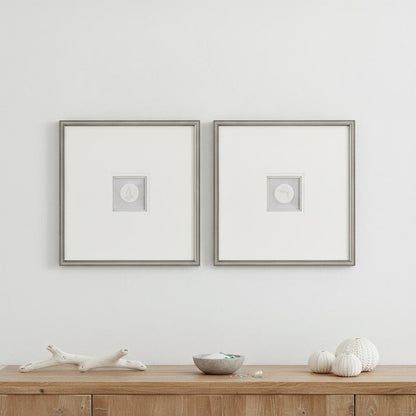 Set Of Two Coastal Intaglio I Silver Framed Print Wall Art