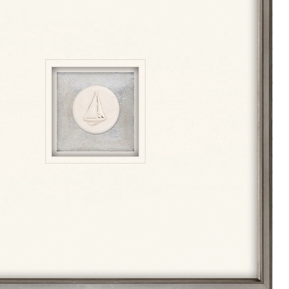 Set Of Two Coastal Intaglio I Silver Framed Print Wall Art