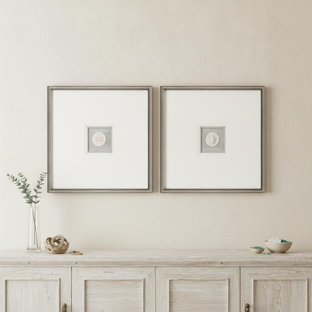 Set Of Two Coastal Intaglio II Silver Framed Print Wall Art — view 4