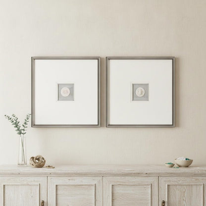 Set Of Two Coastal Intaglio II Silver Framed Print Wall Art