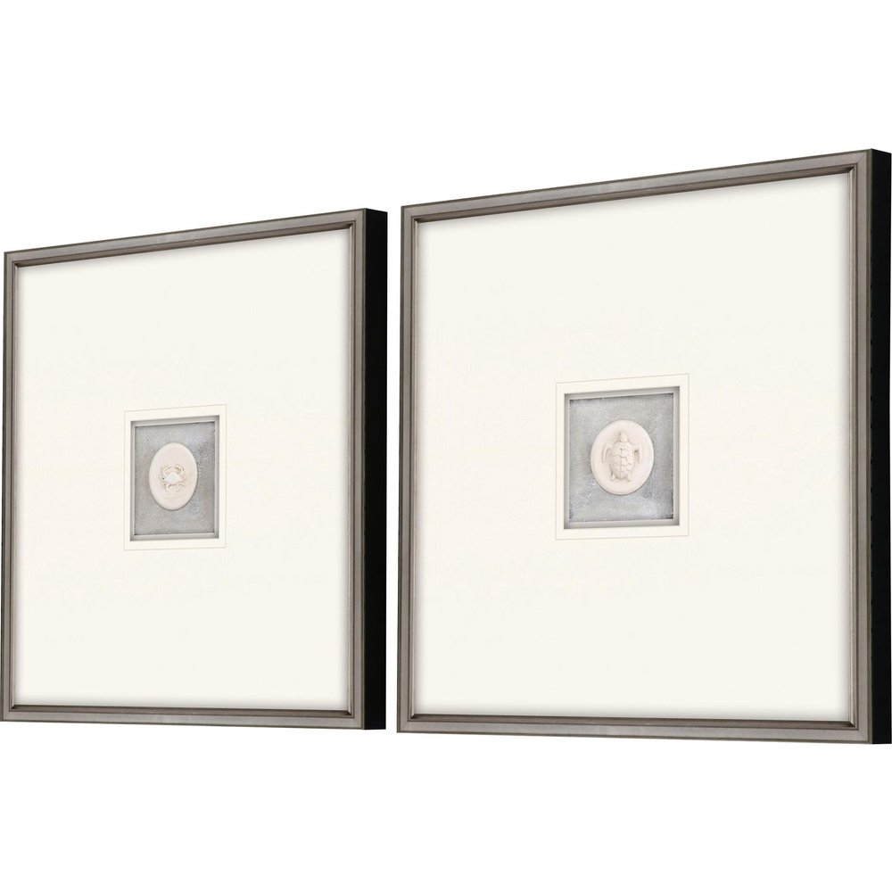 Set Of Two Coastal Intaglio II Silver Framed Print Wall Art — view 1