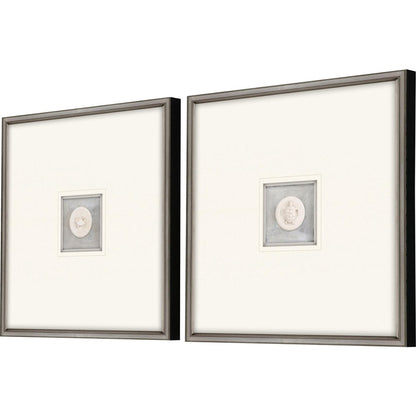 Set Of Two Coastal Intaglio II Silver Framed Print Wall Art