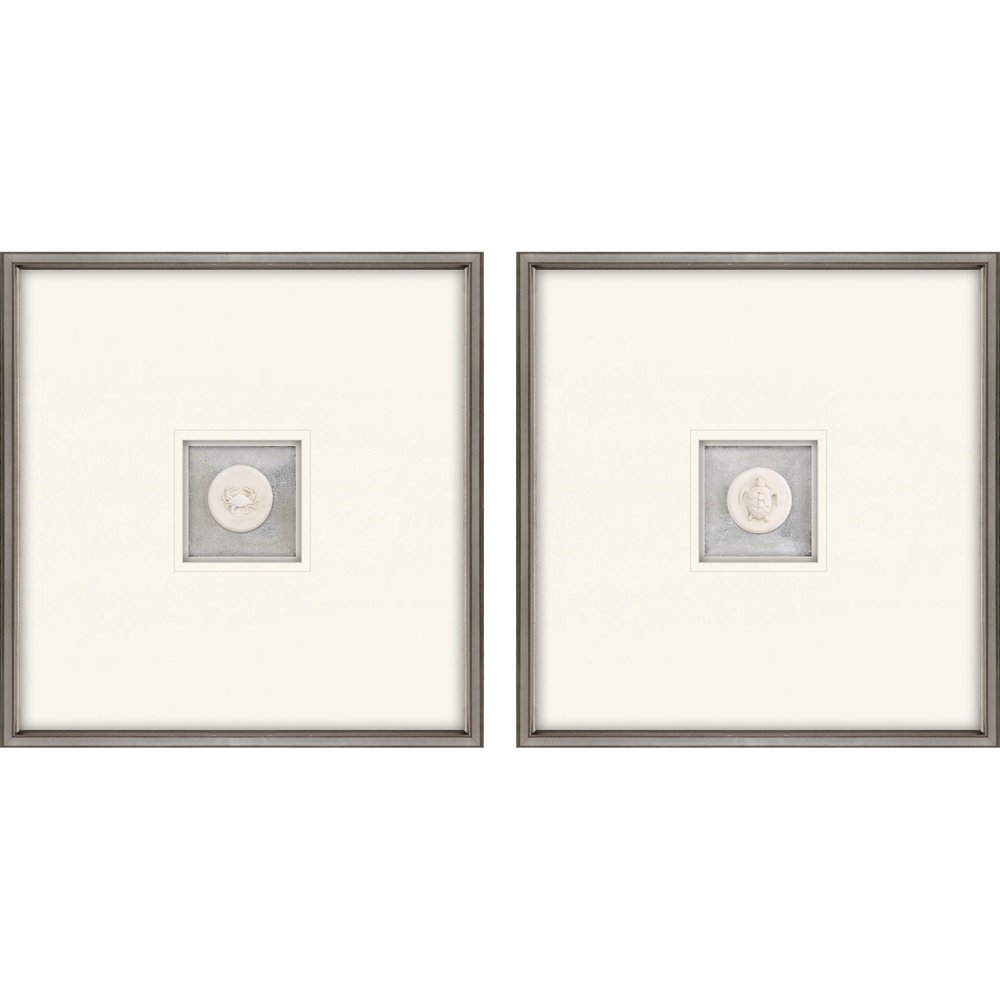 Set Of Two Coastal Intaglio II Silver Framed Print Wall Art — view 3