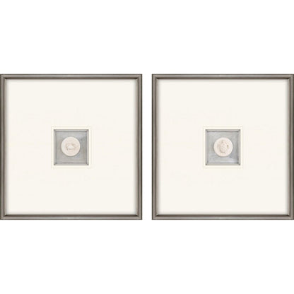 Set Of Two Coastal Intaglio II Silver Framed Print Wall Art