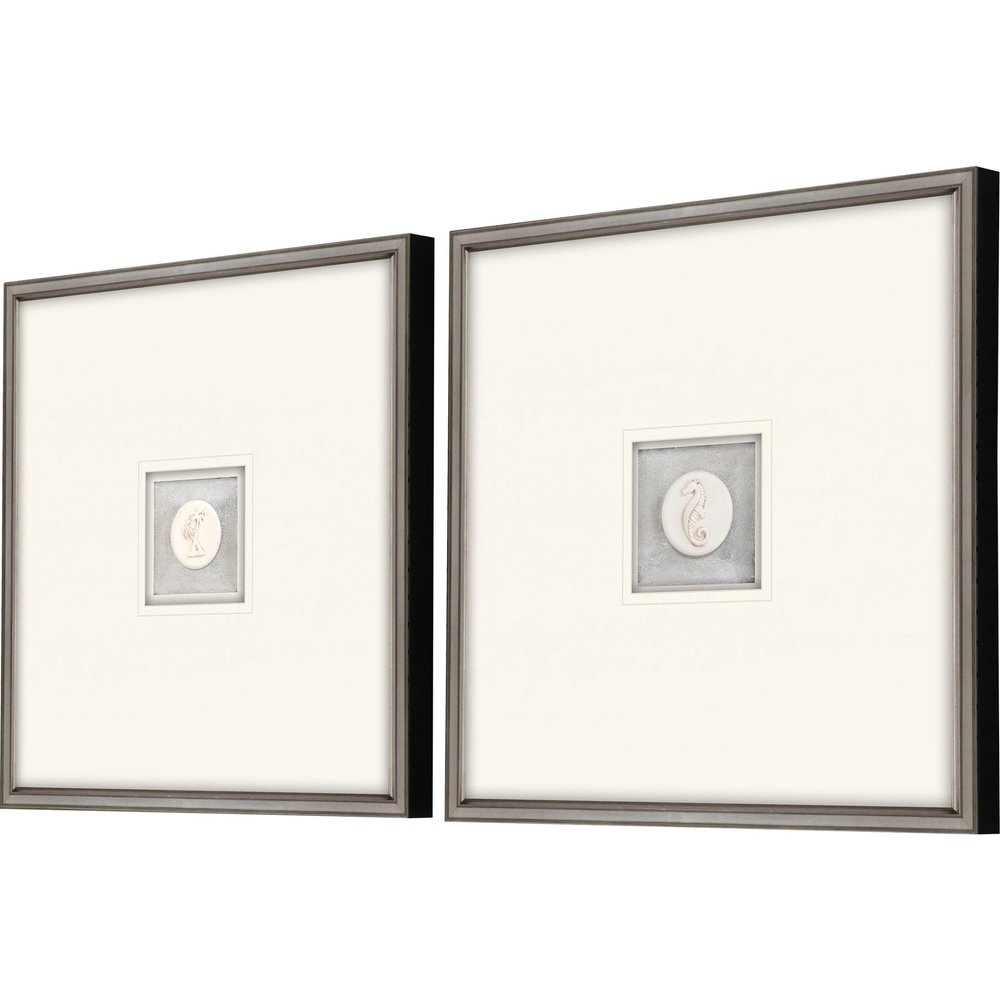 Set Of Two Coastal Intaglio III Silver Framed Print Wall Art — view 1