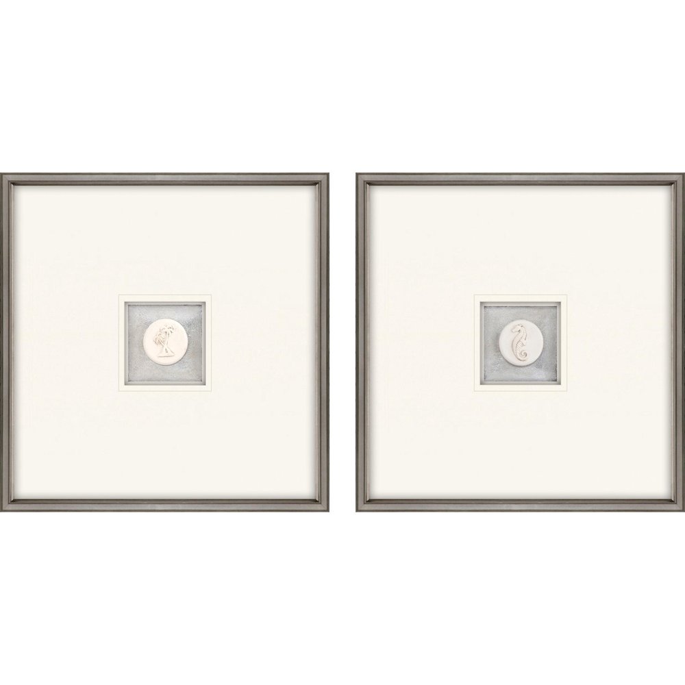Set Of Two Coastal Intaglio III Silver Framed Print Wall Art — view 3