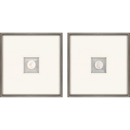 Set Of Two Coastal Intaglio III Silver Framed Print Wall Art