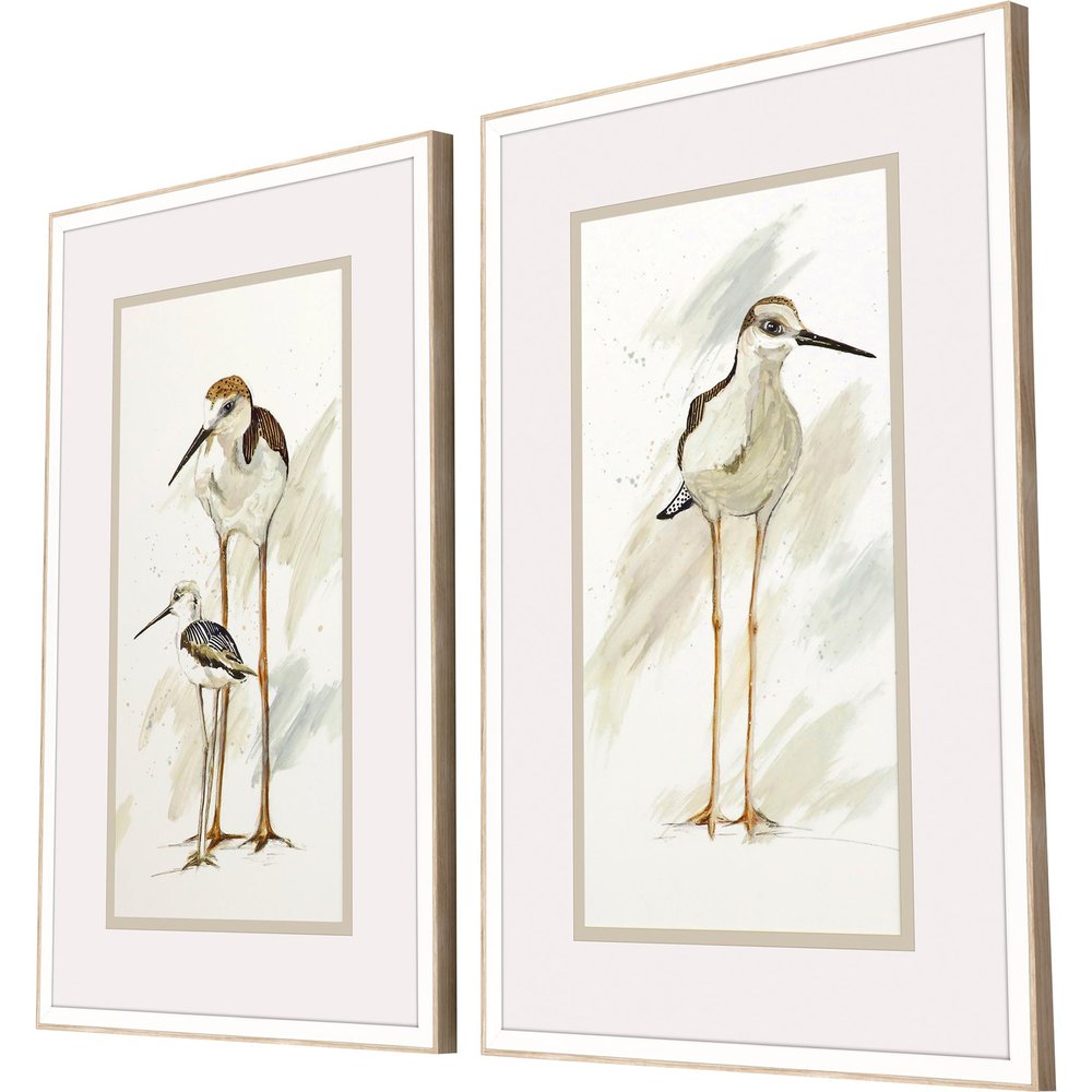 Set Of Two Stilt Birds White Framed Print Wall Art — view 1