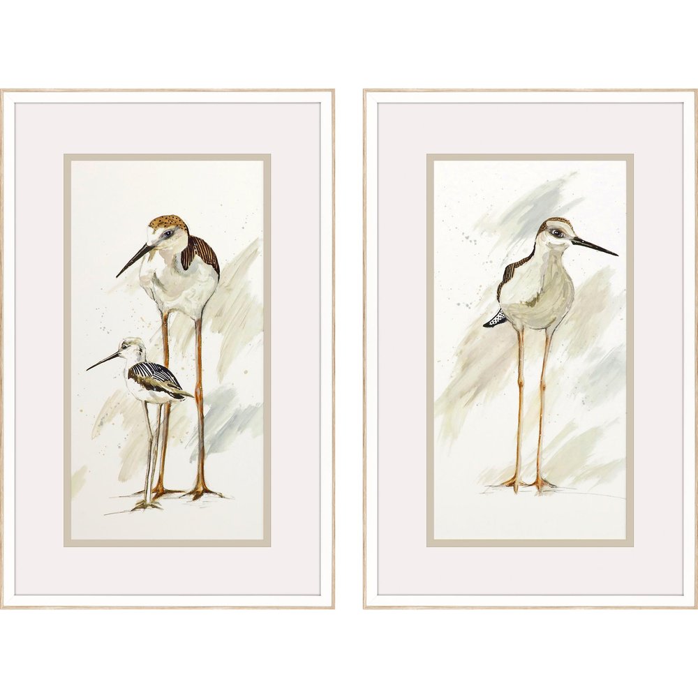 Set Of Two Stilt Birds White Framed Print Wall Art — view 2