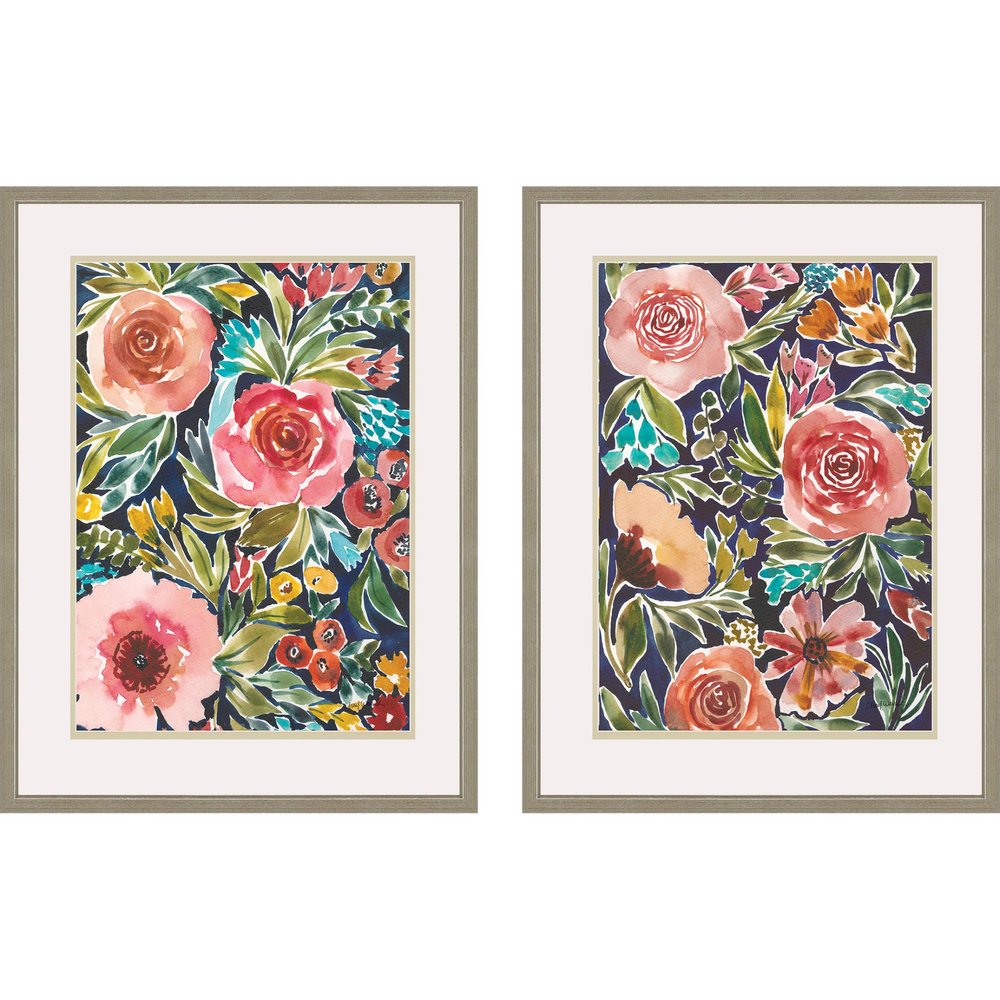 Set Of Two Flower Patch Gold Framed Print Wall Art — view 2