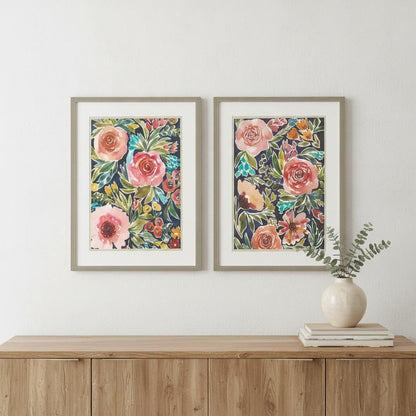 Set Of Two Flower Patch Gold Framed Print Wall Art