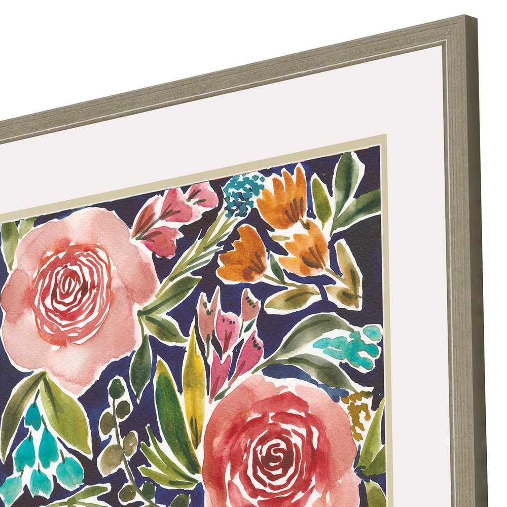 Set Of Two Flower Patch Gold Framed Print Wall Art