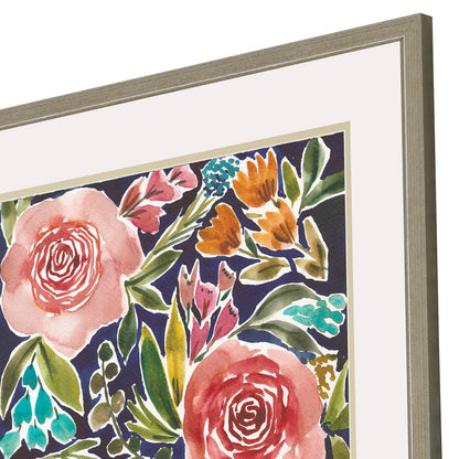 Set Of Two Flower Patch Gold Framed Print Wall Art