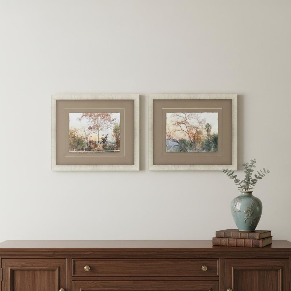 Set Of Two Quiet Place Gold Framed Print Wall Art