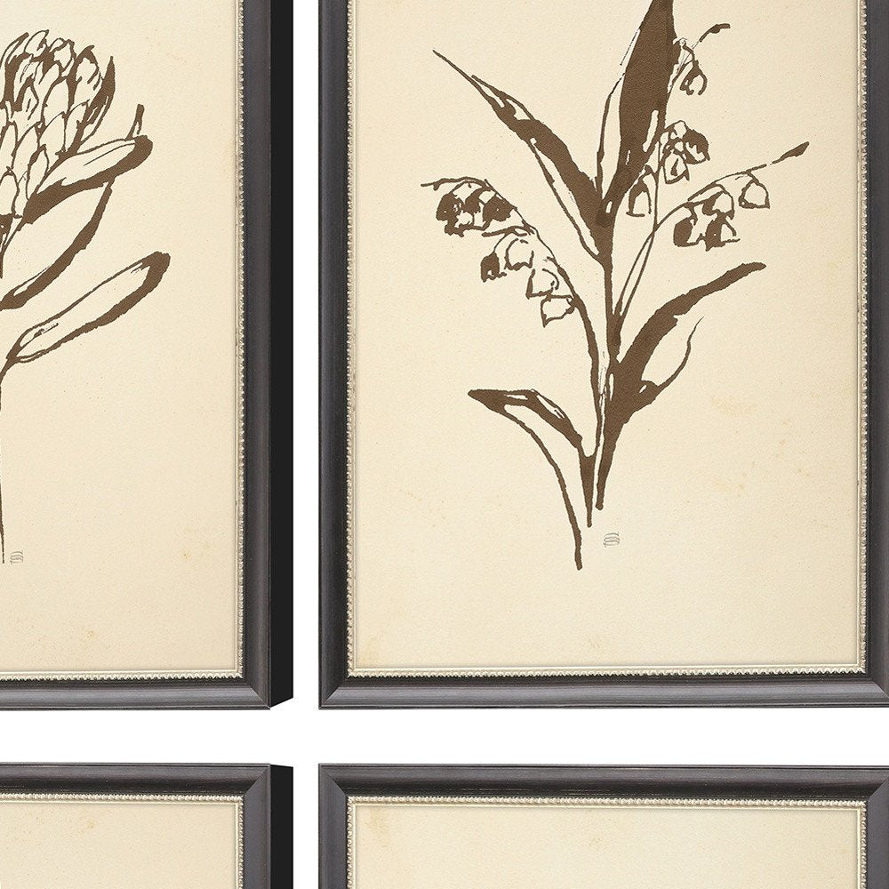 Set Of Four Vintage Line Black Framed Print Wall Art — view 4