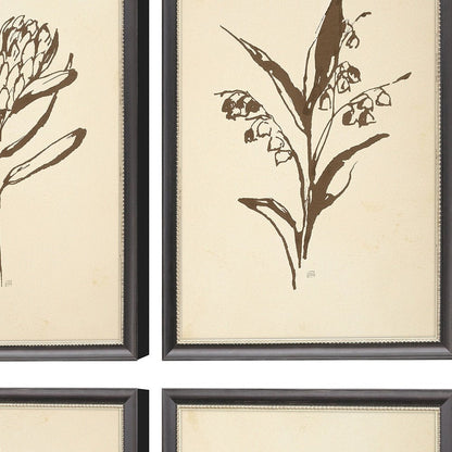 Set Of Four Vintage Line Black Framed Print Wall Art