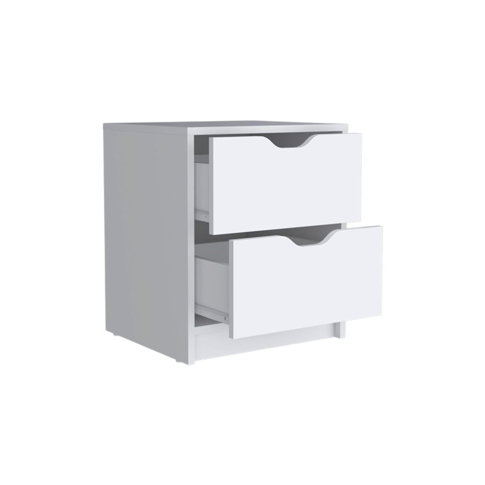 19" White Wood Two Drawer Nightstand HomeRoots