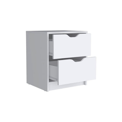 19" White Wood Two Drawer Nightstand HomeRoots